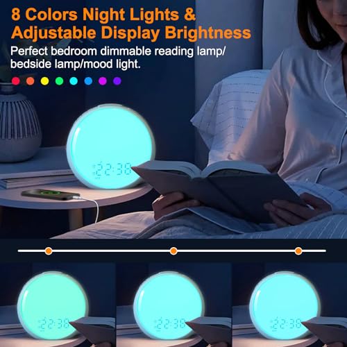 Sunrise Alarm Clock with Night Light, FM Radio, Dual Alarms E8447