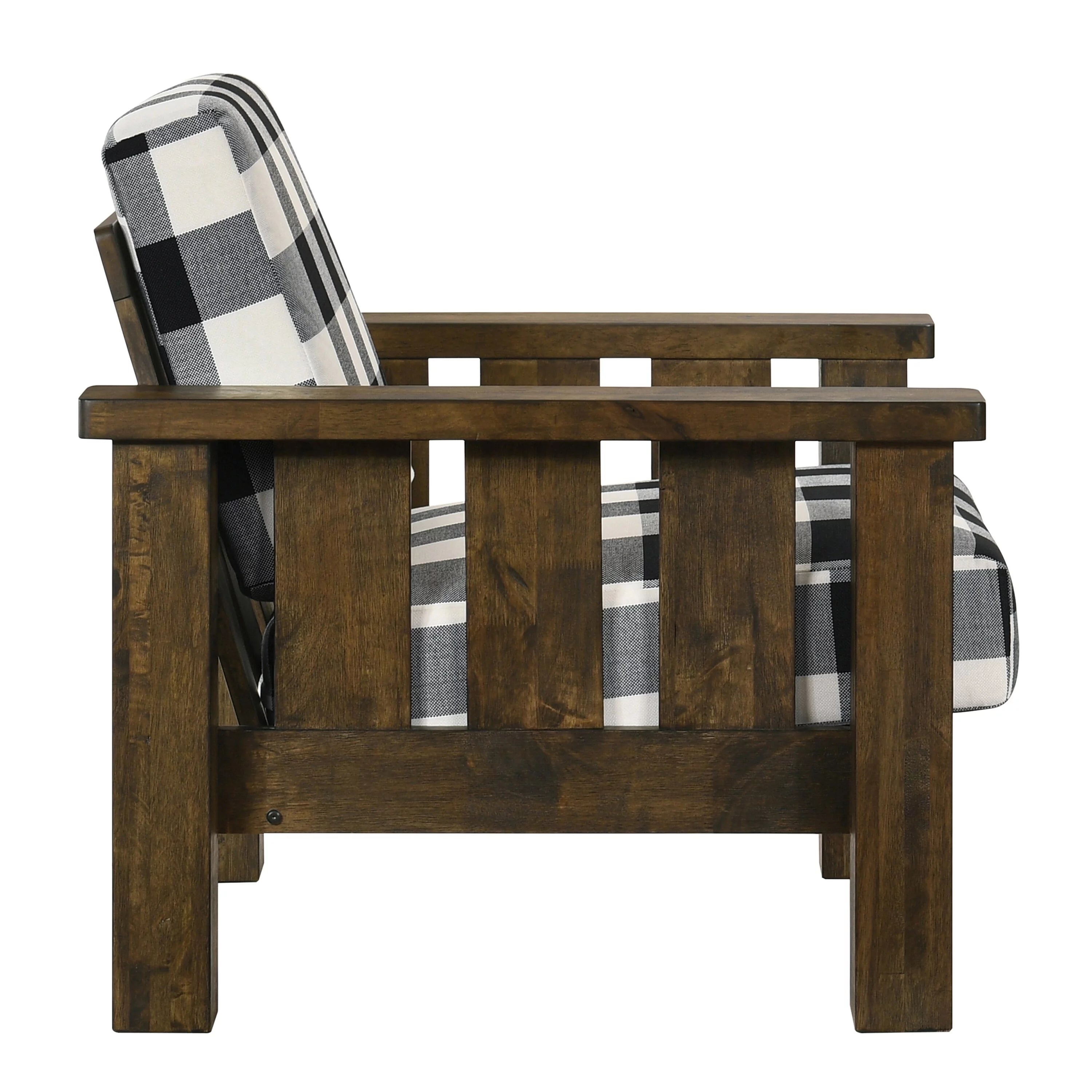 Rustic Oak Linen Fabric Padded Accent Chair C808