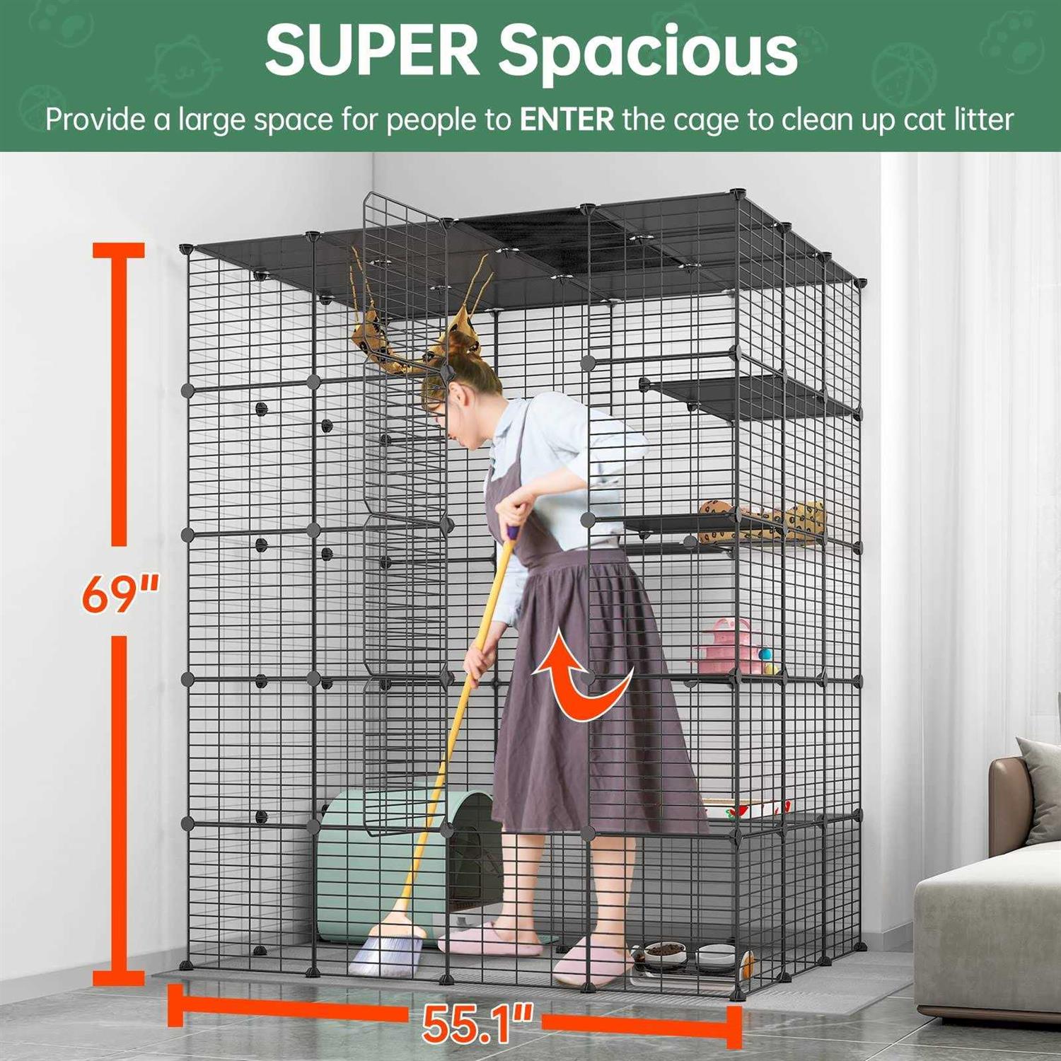 Large Cat Cage Metal Wire Kennels Crate K68710