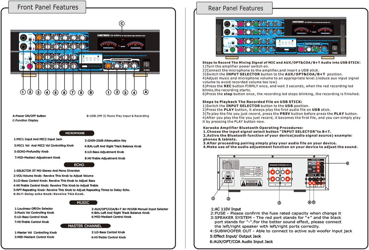 1500W Mixing Amplifier Karaoke with Bluetooth K9314