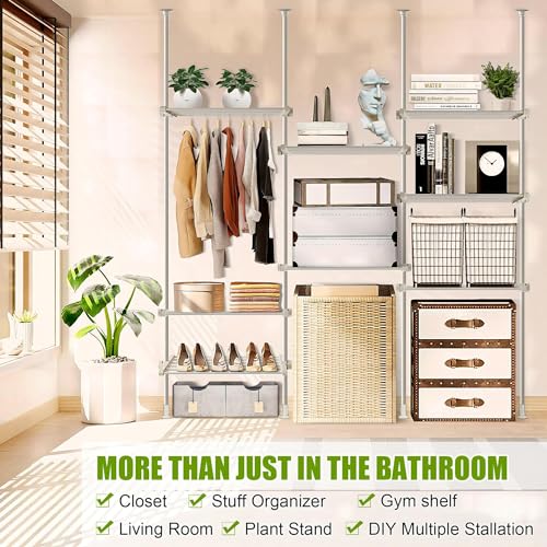 White 4 Tier Metal Over The Toilet Storage Shelf U7663