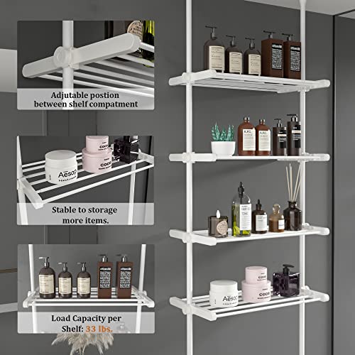 White 4 Tier Metal Over The Toilet Storage Shelf U7663