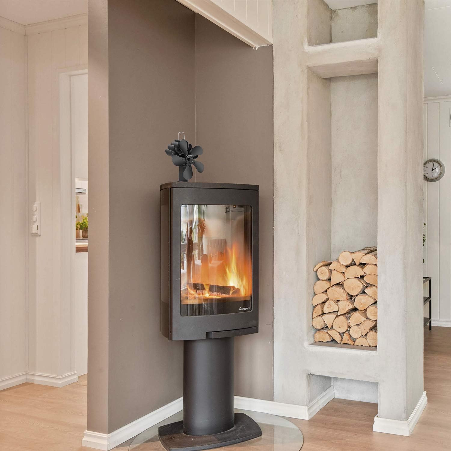 5-Blades Heat Powered Stove Fan with Thermometer Pack of 2 R64071