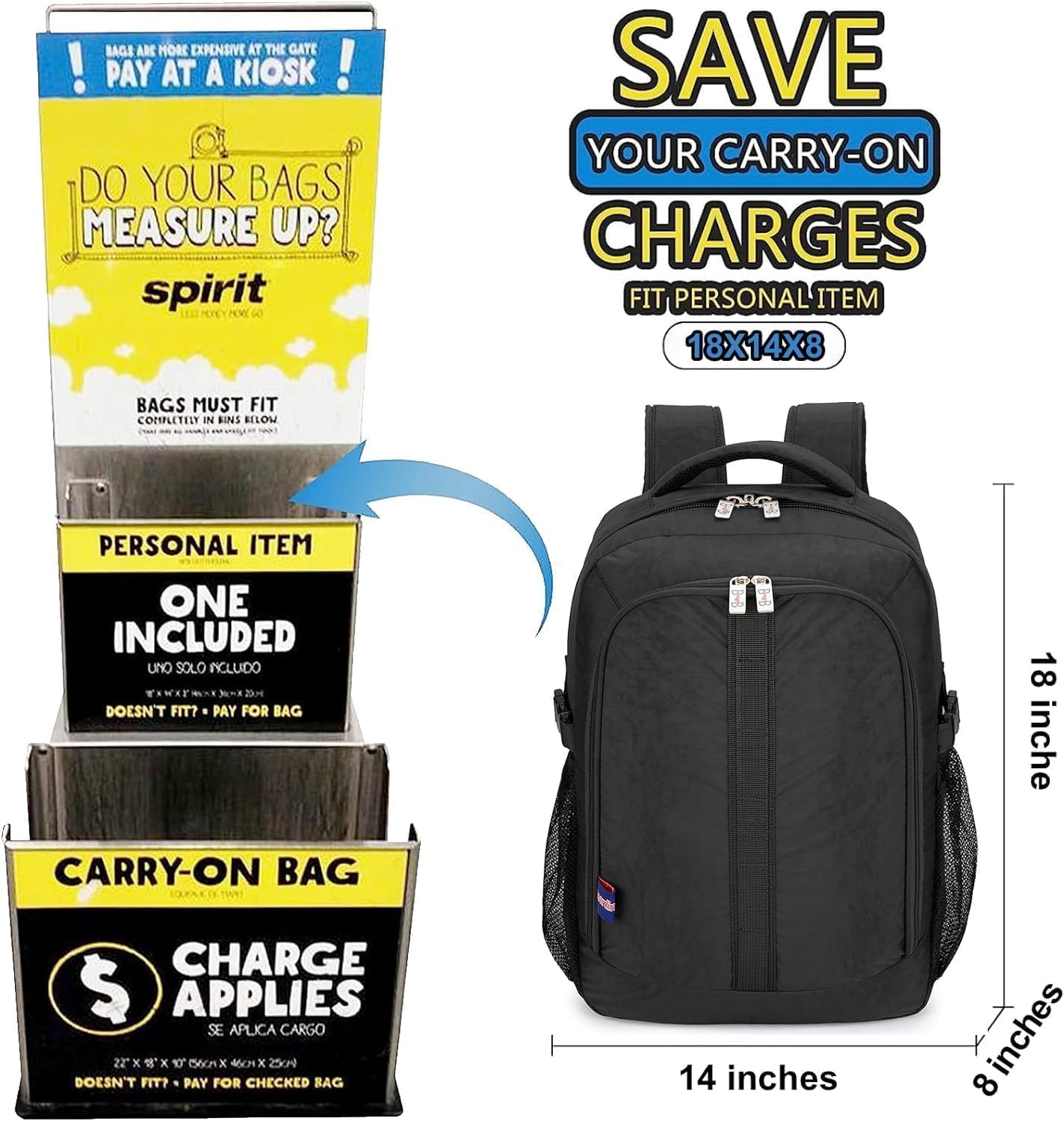 Under-Seat Backpack 18 x 13 x 8 Inches I6547