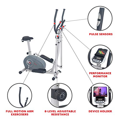 2-in-1 Magnetic Elliptical Upright Bike with Adjustable Seat U9028