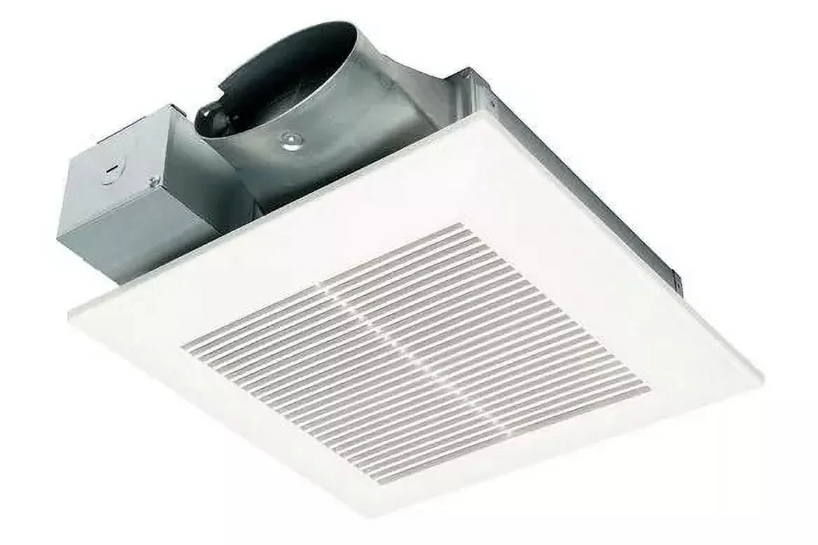 DC Fan with ECM motor and Pick-A-Flow 50, 80 or 100 CFM, Built-in Condensation Sensor, ceiling or wall mount, 3-3/8" housing depth U343305