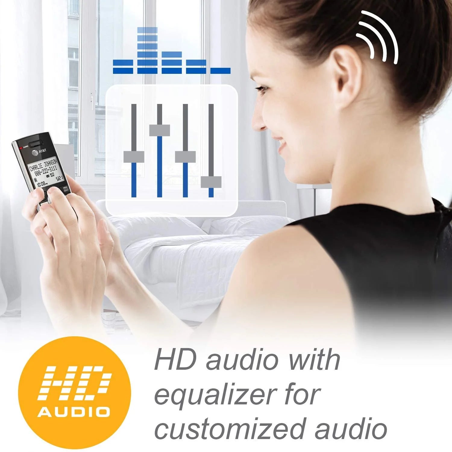 Silver/Black DECT 6.0 Expandable Answering System with 4 Handsets H995