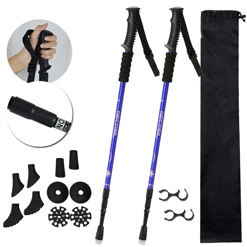 Blue Aluminum Quick Lock Trekking Poles Z634123