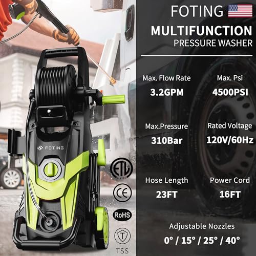 4500 PSI 3.2 GPM Electric Pressure Washer with 4 Quick Connect Nozzles D35022