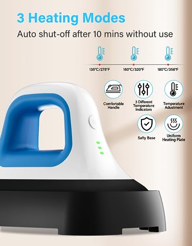 Mini Heat Press 7"x 3.8" Hand held Iron Press (Blue) D212957