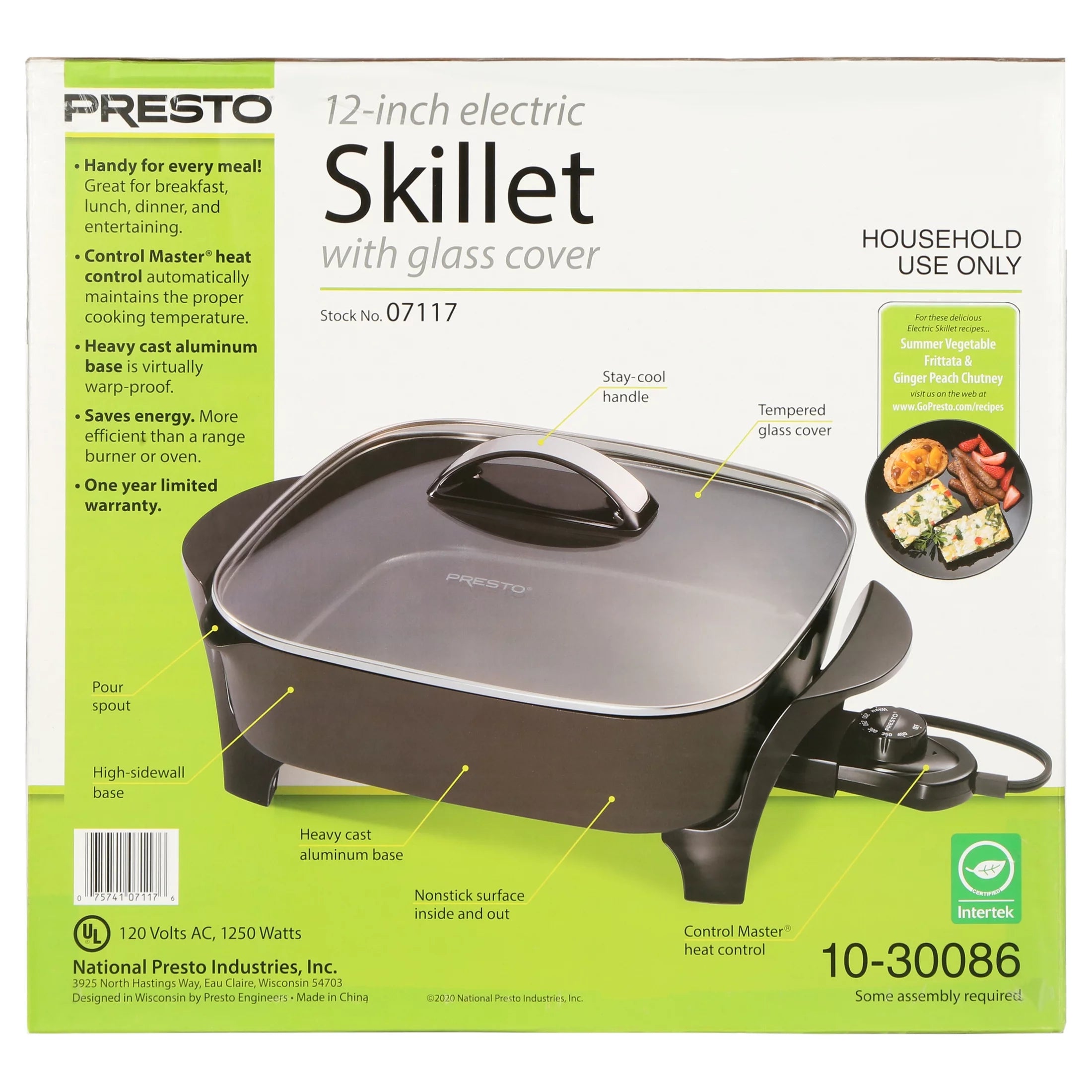 12" Electric Skillet with Glass Cover B34251