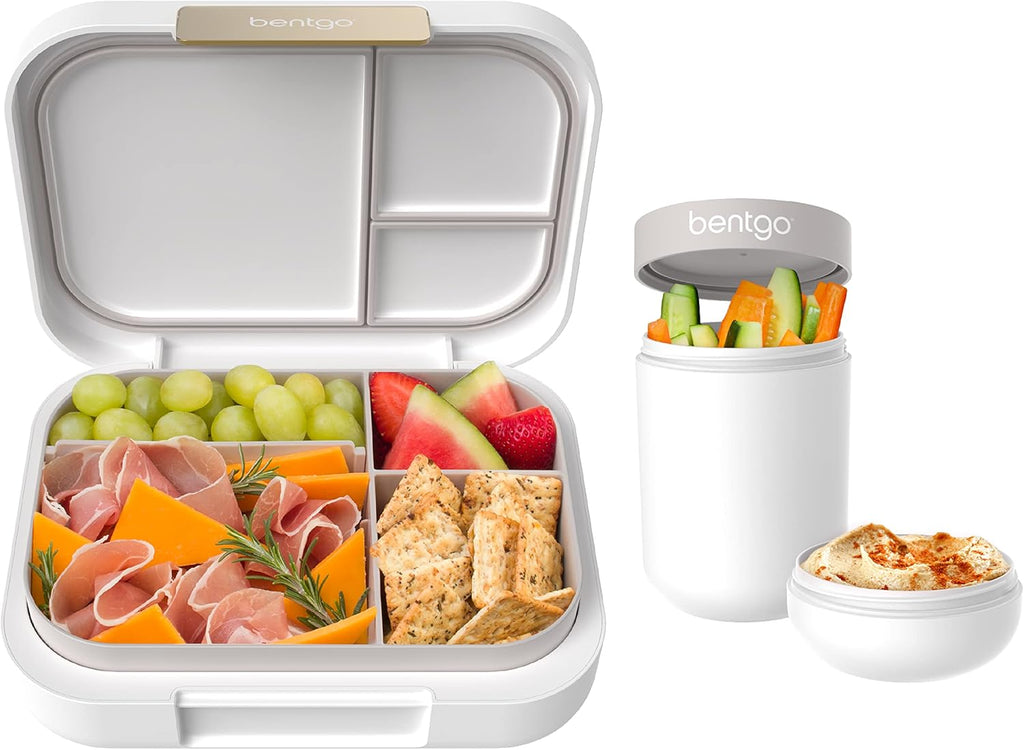 White Lunch Box Set With Reusable Snack Cup F556