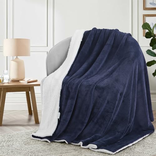 Dark Grey Queen Size Sherpa Flannel Reversible Throw Blanket 90x90 Inches X9524