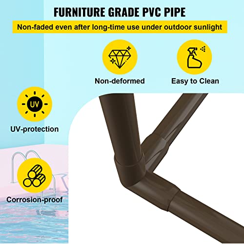 5 Bar Brown Freestanding PVC Pool Towel Rack with 8 Towel Clips L490