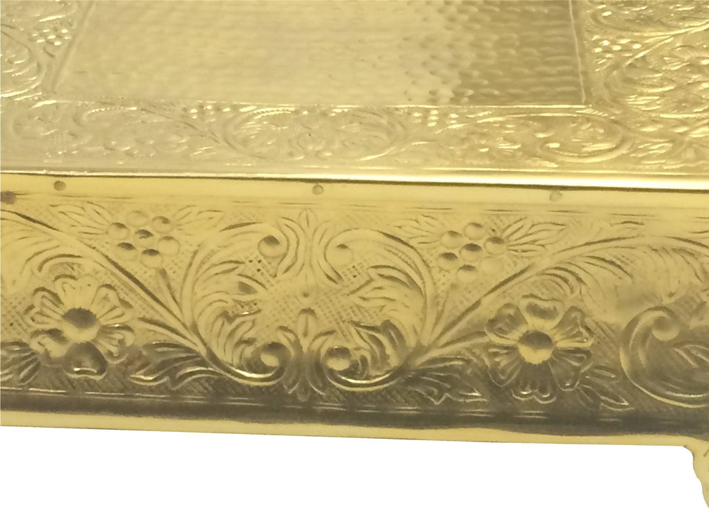 Gold Wedding Cake Stand Square 18x22 Aluminum Metal W659
