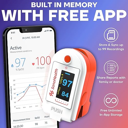 Pulse Oximeter Fingertip Blood Oxygen Saturation Monitor with Bluetooth P5488
