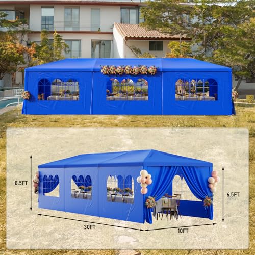 Black 10x30 Heavy Duty Party Tent with 8 Removable Sidewalls U45253