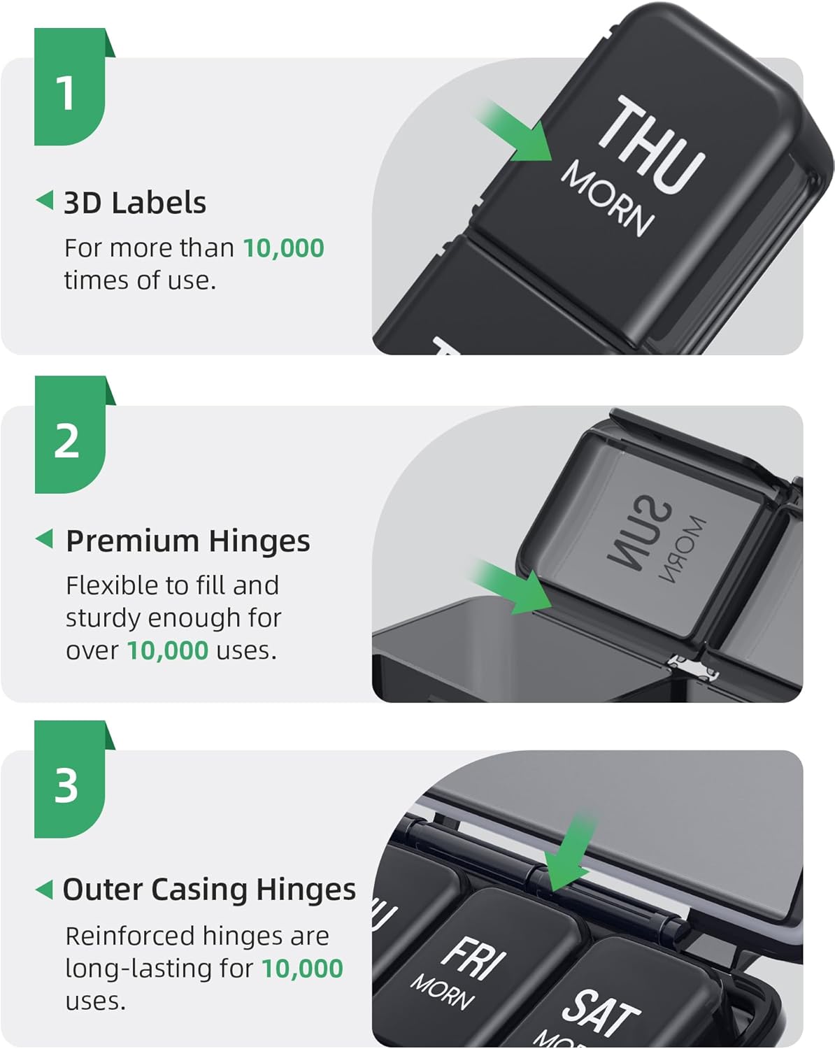 Black Weekly Pill Organizer 7 Day U58666