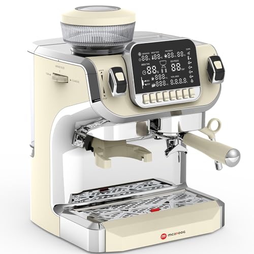Espresso Machine with Milk Frother, Semi Automatic Coffee Machine with Grinder, 15 Bar Pressure Pump K443