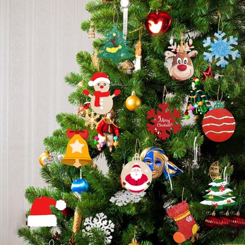 48pcs Wooden Christmas Ornaments Unfinished Paintable Blank Wood Slice L86489