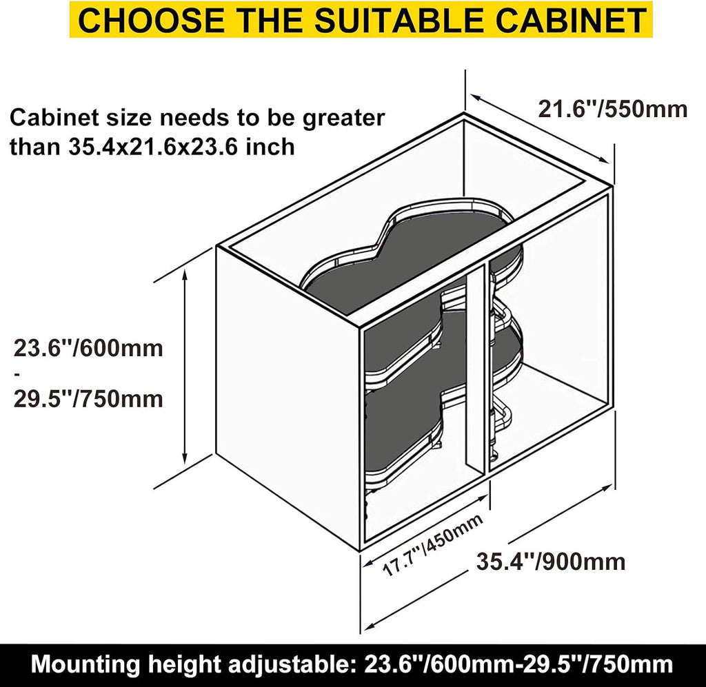 2 Tier Swing Tray Blind Corner Cabinet Organizer Q294313