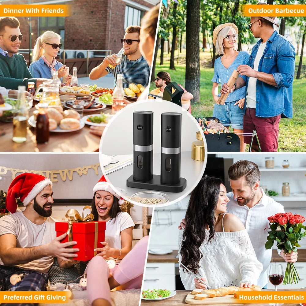 Set of 2 Rechargeable Electric Salt and Pepper Grinder with Adjustable Coarseness I775594