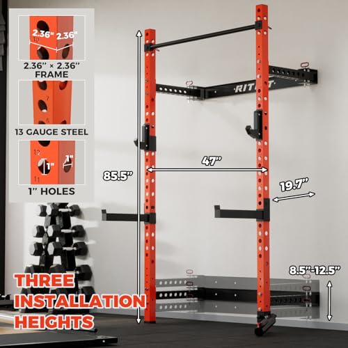 2.36'' x 2.36'' Wall Mounted Folding Squat Rack M237