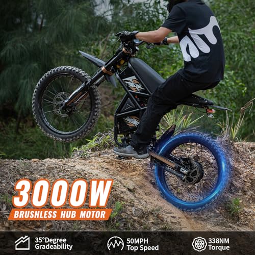 Electric Dirt Bike with 25" Motorcycle Tires, Full Suspension A188632