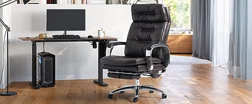 Office Chair with Footrest Ergonomic Executive Reclining Genuine Leather Desk Chair Z18269