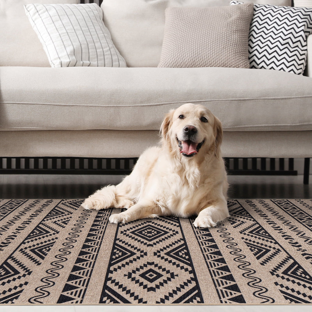 6x9 Washable Non-Slip Geometric Area Rug E539