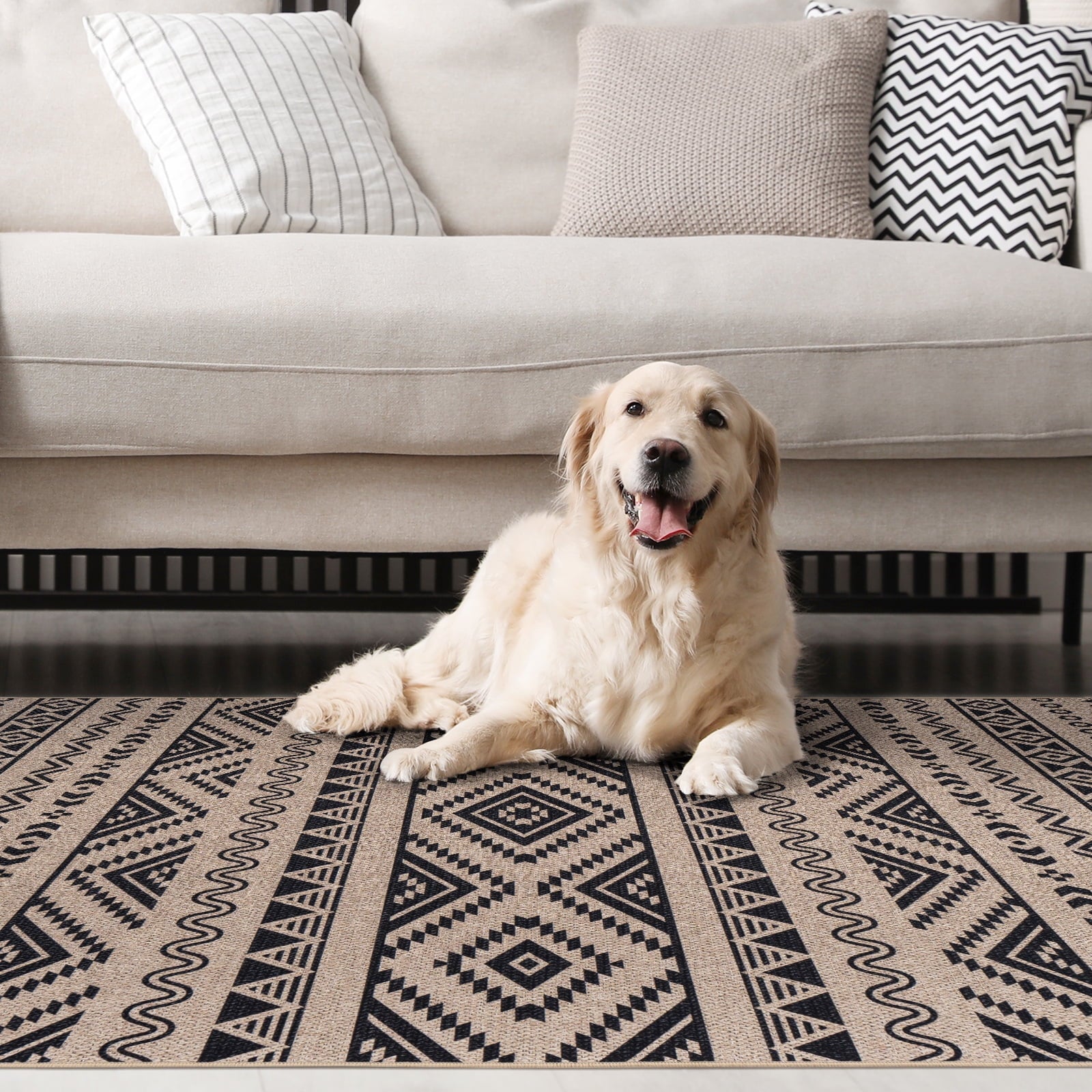 6x9 Washable Non-Slip Geometric Area Rug E539