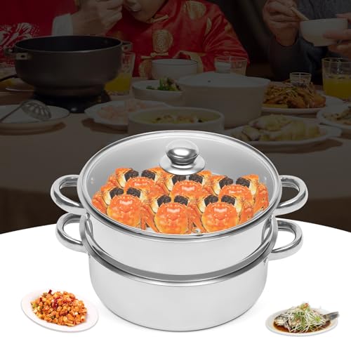 5-Tier Stainless Steel Steamer Set with Vented Glass Lid T309