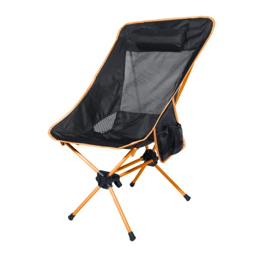 Compact Folding High Back Camping Chair with 2 Side Pockets Black/Gray W65548