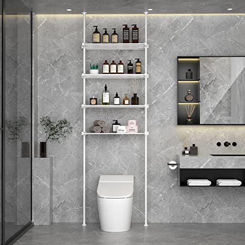 White 4 Tier Metal Over The Toilet Storage Shelf U7663