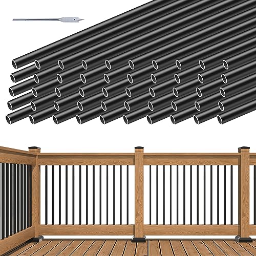50 Pack 26" Aluminum Deck Balusters Round Black 3/4" Diameter Hollow W2529