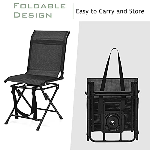 360 Degree Swivel Hunting Blind Chair with Carry Handle, 330 lbs Capacity, Waterproof, Silent Folding Chair with Armrest N2660