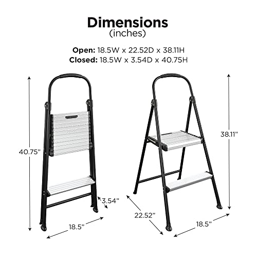 Black Aluminum Folding Step Stool with Rubber Hand Grip C777