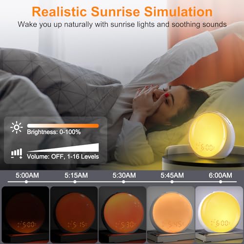 Sunrise Alarm Clock with Night Light, FM Radio, Dual Alarms E8447