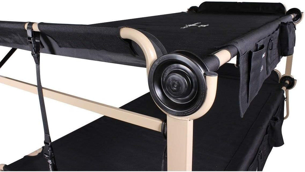 Black Outdoor Convertible 2 Person Camping Cot with 2 Side Organizers W490