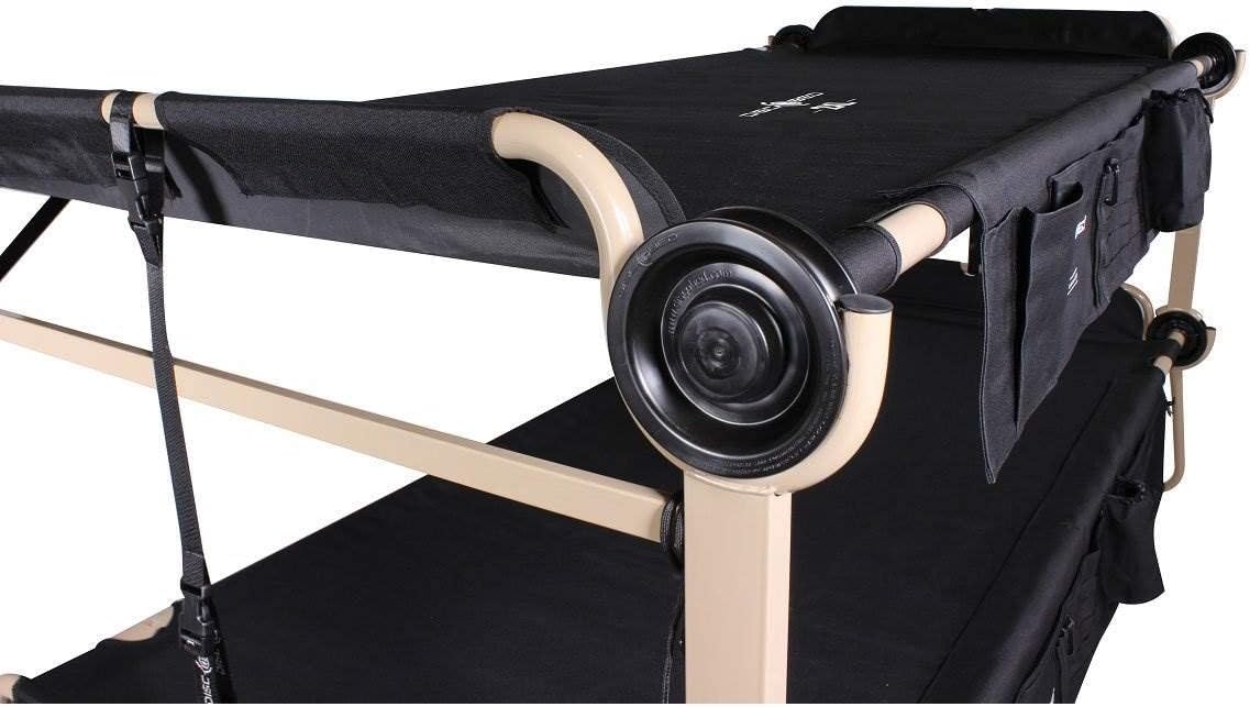 Black Outdoor Convertible 2 Person Camping Cot with 2 Side Organizers W490