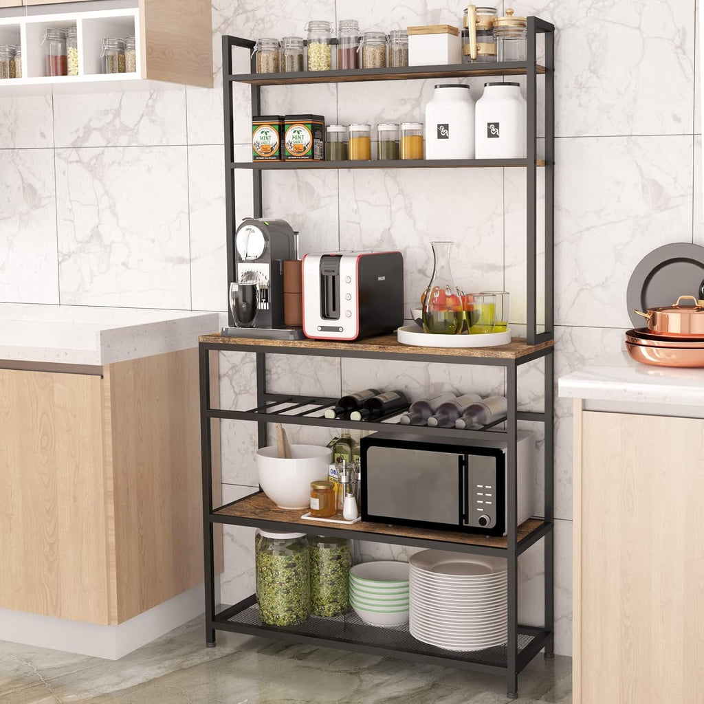 Industrial Kitchen Baker's Rack Microwave Oven Stand Kitchen Pantry Shelf Free Standing Utility Storage Cabinet Sideboard Y829