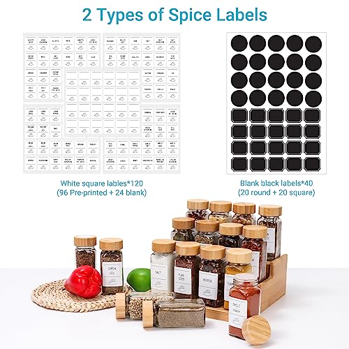 4 oz Glass Spice Jars with Bamboo Lids, 24 Pack G940
