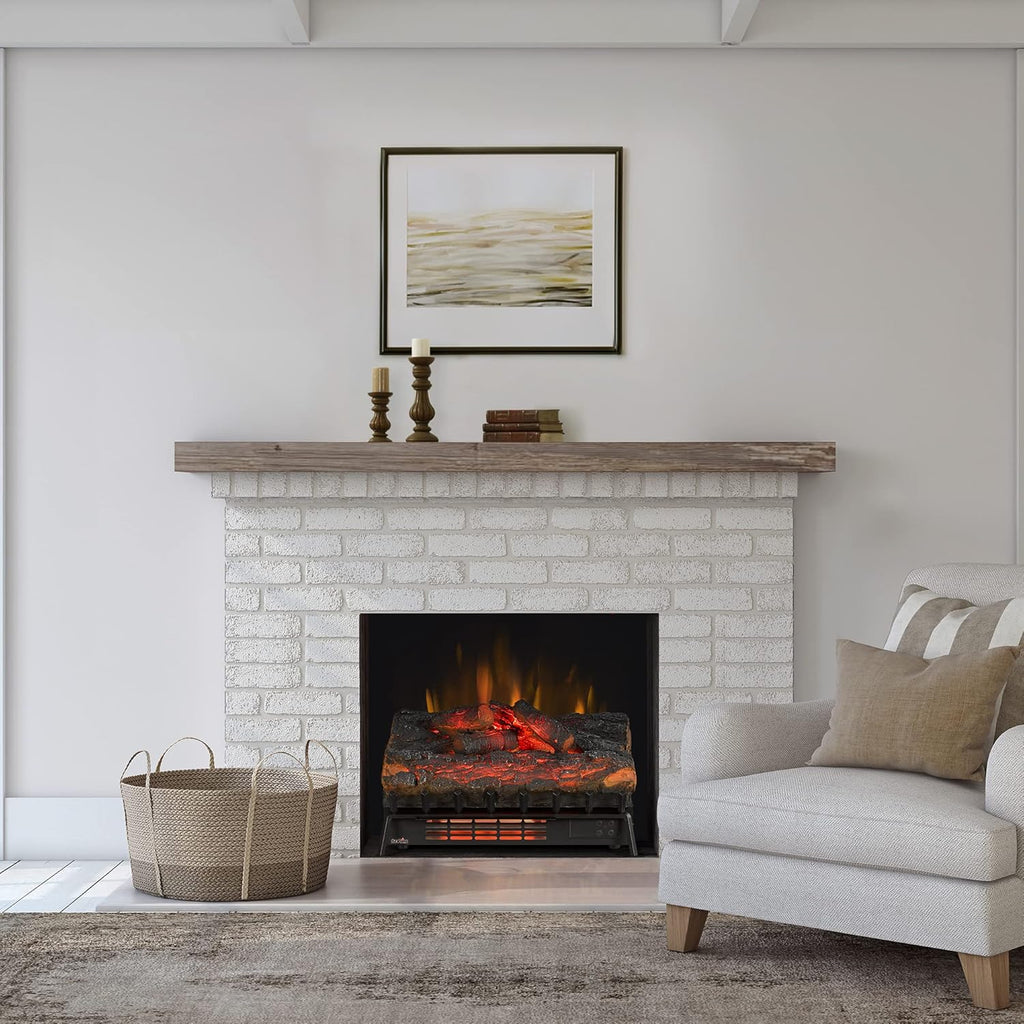 Rustic Pine Electric Log Set Heater with Remote Control X26935
