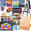 168 Pcs Artist Painting Set with Aluminum and Wooden Easels A62029