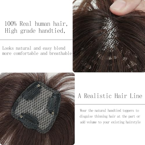 10 inch 3D French Bangs Real Human Hair Clip in Hair Topper, Brown C426