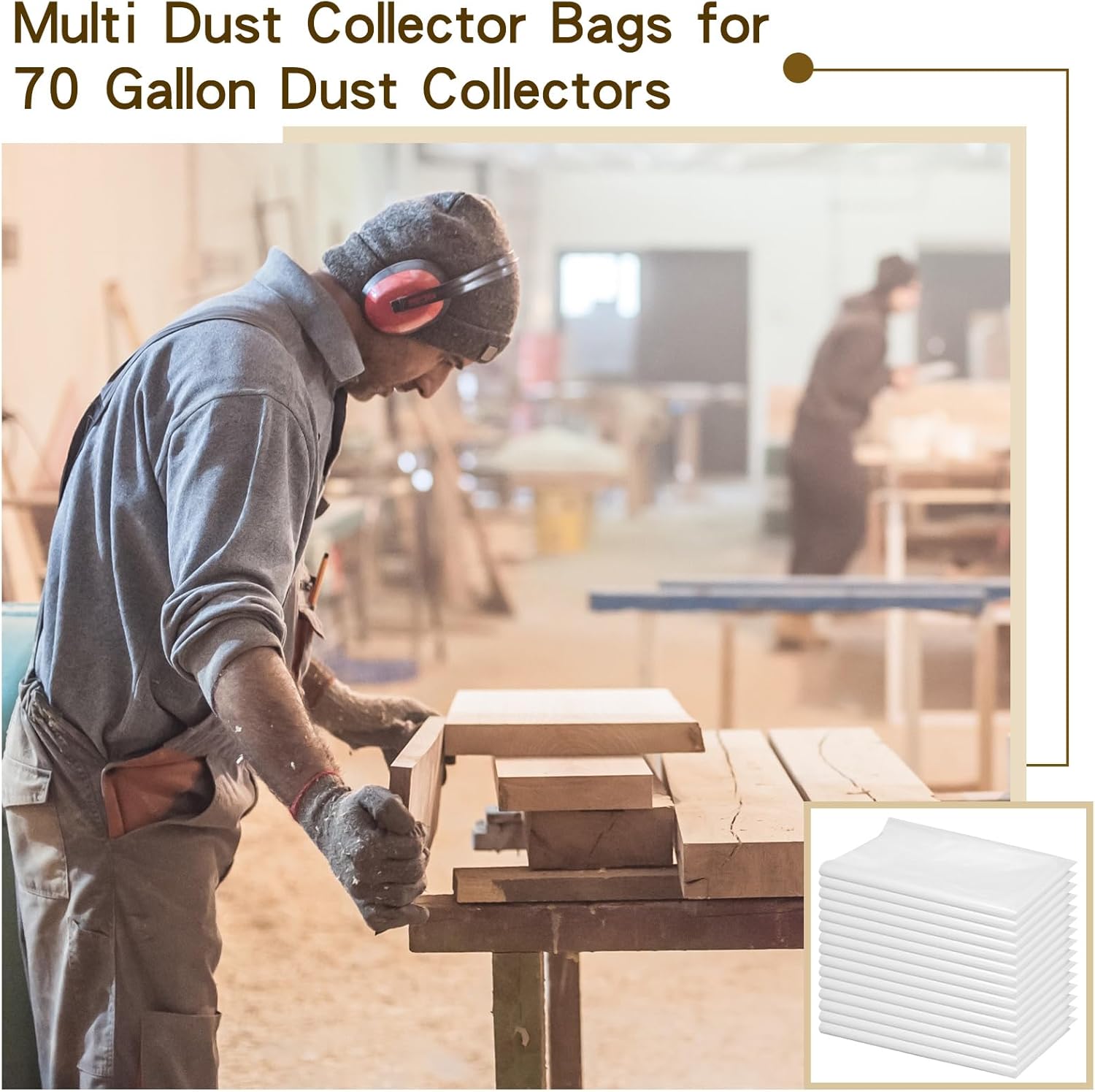 15 Pieces 39.37 x 31.5 Inch Plastic Clear Dust Collector Bags 70 Gallon Y627