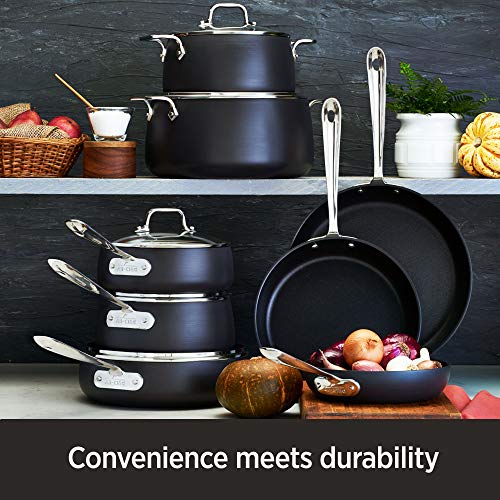 Hard Anodized Nonstick Saute Pan with Lid and Fry Pan Set 4 Quart 10 Inch Black Cookware H1285