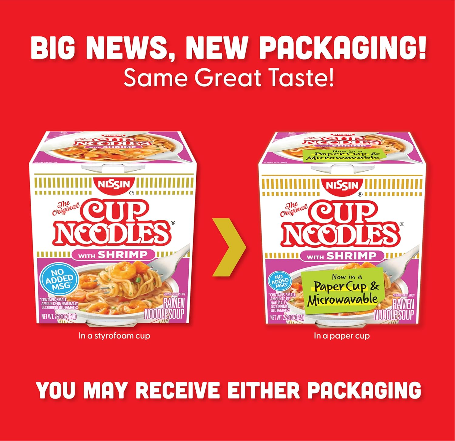 Cup Noodles Soup Shrimp Flavor 2.25 oz (case of 12) P17007
