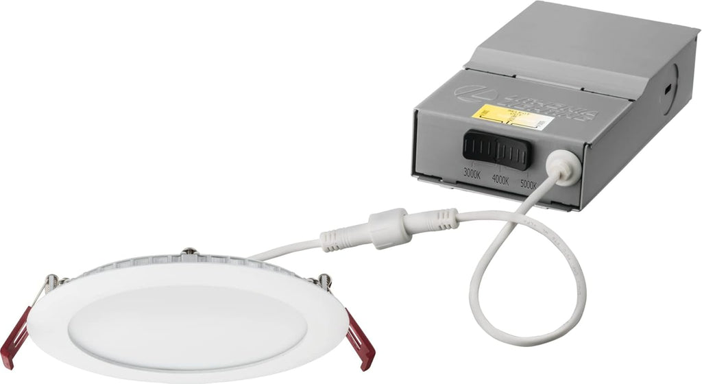 3-Inch Dimmable LED Recessed Ceiling Downlight, 3000K, White & 6-Inch 90CRI LED Color Temperature Selectable Ultra Thin Recessed Downlight M157591