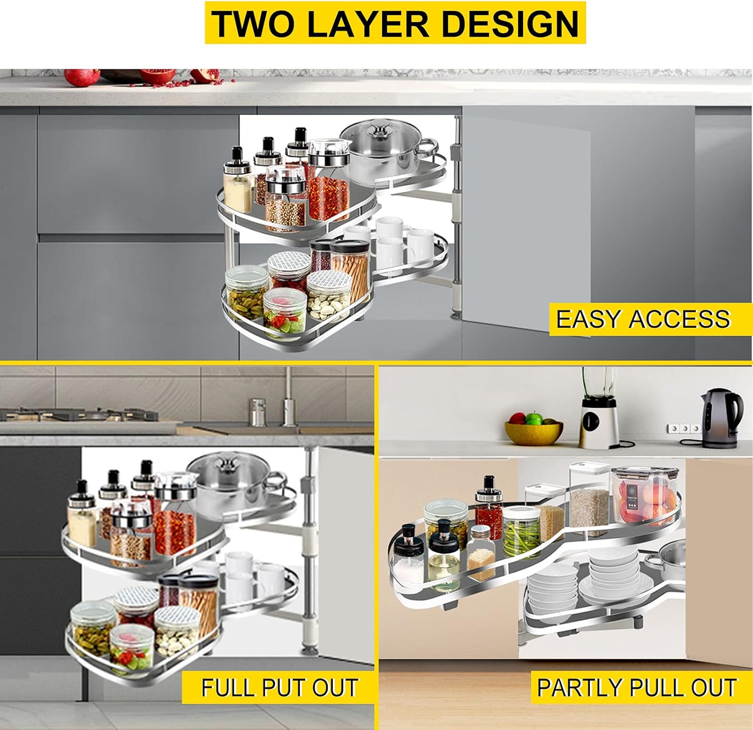 2 Tier Swing Tray Blind Corner Cabinet Organizer Q294313